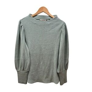 Soft Surroundings Melina‎ Waffle Pullover Women's Large Sage Heather Knit